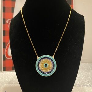 Elegant Gold and Blue Beaded Necklace